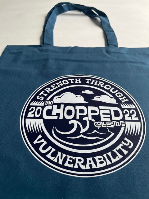 Chopped Strength Through Vulnerability Airforce Blue Tote Bag with Long Handles